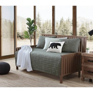 Eddie Bauer 39" X 75" Troutdale Daybed Quilt Bonus Set Green: Coverlet with Pillows & Shams - 1 of 4
