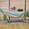 Vivere Double Cotton Hammock, Comfortable Hanging Daybed, Outdoor Relaxing Lounger with Steel Stand and Carry Bag, 9 Foot, Byron Bay - 4 of 4