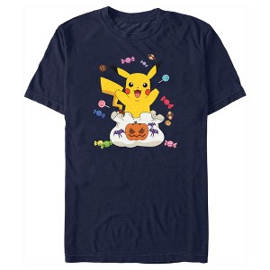 Men's Pokemon Halloween Pikachu Bag of Candy T-Shirt - 1 of 4
