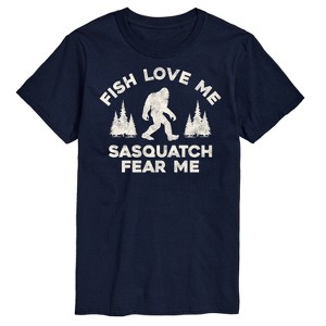 Men's - Instant Message - Fish Love Me, Sasquatch Fear Me Short Sleeve Graphic T-Shirt - 1 of 4