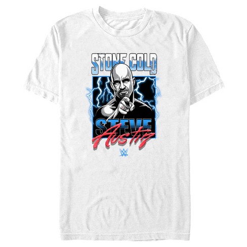 Men's WWE Stone Cold Steve Austin Lightning T-Shirt - White - 2X Large