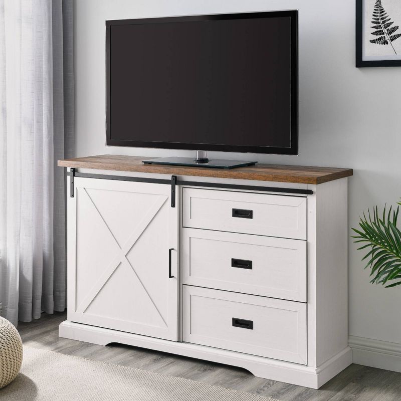 Orson Transitional Sliding X Barn Door Sideboard with 3 Drawers - Saracina Home, 3 of 10