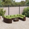 vidaXL Patio Sofa Set with Cushions Garden Furniture 10 Piece Poly Rattan - Brown and Green - 2 of 4