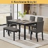 Zevemomo 6-Piece Solid Wood Dining Table Set,Including 1 Dining Table,4 Upholstered Chairs and 1 Bench,for Dining Room, Kitchen, Restaurant,Dark Grey - 2 of 4