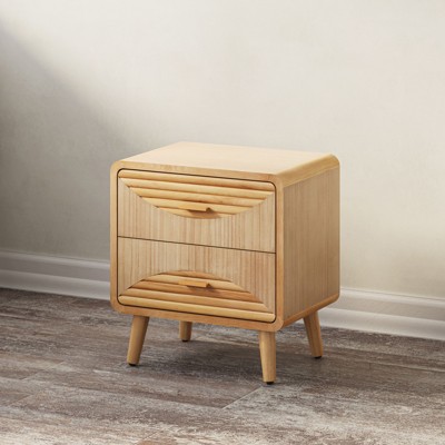JIONJOY Fully Assembled -Drawer Nightstand - Farmhouse Dresser with Solid Wood Legs, Rustic Wood Grain Finish