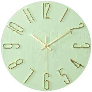 REGALWOVEN Plastic Classic Battery Powered Silent Non-Ticking Wall Clock 12 x 12 Inches - 1 of 4