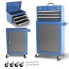 Heavy-Duty Steel Rolling Tool Chest Cabinet with 3 Drawers, Lockable Storage, and 360° Casters, Portable Organizer Cart for Garage Workshop - 2 of 4