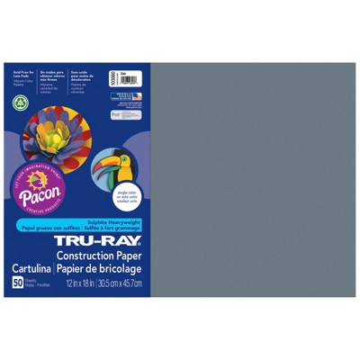 Tru-Ray Construction Paper, Slate, 12" x 18", 50 Sheets (Pack of 6)