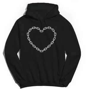 Rerun Island Men's Chains Heart Long Sleeve Graphic Cotton Sweatshirt Hoodie - 1 of 4