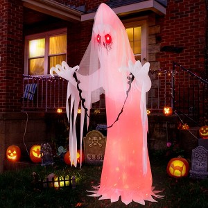 Costway 8FT Halloween Inflatable Ghost Blow-up Haunting Ghost Bride with Flame LED Light - 1 of 4