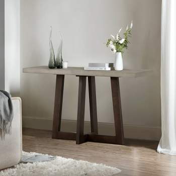 Rectangle Elodie Concrete/Oak Console Table Dark Gray - Armen Living