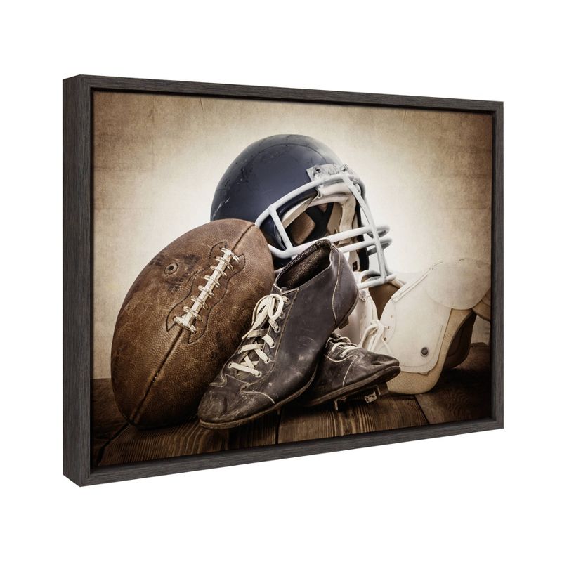 18&#34; x 24&#34; Sylvie Vintage Football Gear Framed Canvas by Shawn St. Peter Gray - DesignOvation, 3 of 11