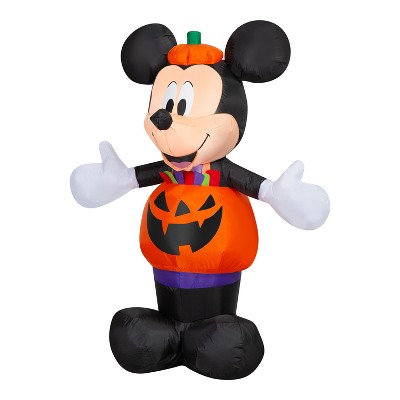Gemmy Airblown Inflatable Mickey Dressed in Pumpkin Outfit Disney, 3.5 ft Tall, Multicolored
