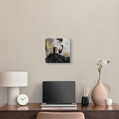 Golden Glam Abstract Fashion Canvas Wall Art, 12" x 12"