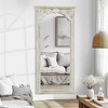 Lirago Rectangle Wood Full Length Mirror Wall Mirror with Inner Arch Carved Frame 72*35 Weathered White - 2 of 4