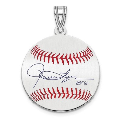 Black Bow Jewelry Sterling Silver Rollie Fingers Signature SM Enamel Baseball Pendant