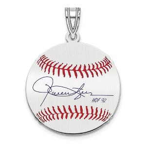 Black Bow Jewelry Sterling Silver Rollie Fingers Signature SM Enamel Baseball Pendant - 1 of 4