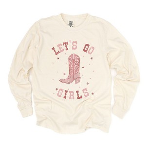 Simply Sage Market Women's Let's Go Girls Boot Long Sleeve Garment Dyed Tee - 1 of 2