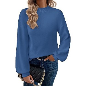 Zeagoo Sweaters for Women Fall Fashion 2025 Trendy Long Sleeve Turtleneck Pullover Lantern Knit Sweater Tops - 1 of 4