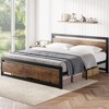 Full Size Bed Frame, 14 Inch King Size Bed Platform Industrial with Headboard No Box Spring Needed, Easy Assemble Mattress Bedframe Retro Brown - 3 of 4