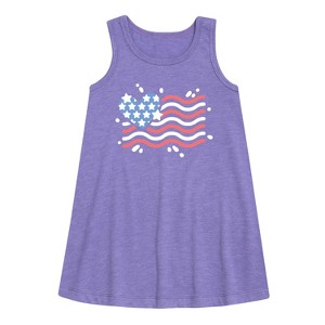 Girls' - Instant Message - 4th of July Graphic Sleeveless Aline Dress - 1 of 3