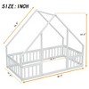 MAYEERTY Twin Wood House-shaped Floor Bed with Fence, Guardrails White - 3 of 4