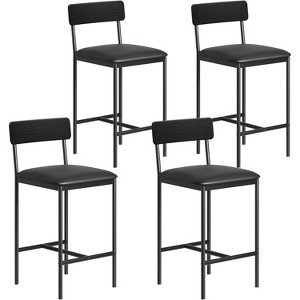 Bar Stools Set of 2/4, Kitchen Bar Stools with Footrest, PU Upholstered Counter Height Barstools, Bar Chairs with Back for Kitchen Island - 1 of 4