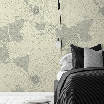 RoomMates Maritime Maps Peel & Stick Wallpaper Beige