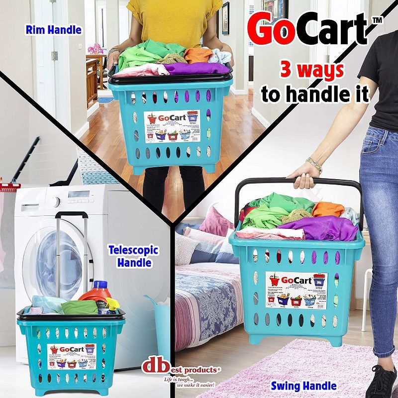 dbest products GoCart, Grocery Cart Shopping Laundry Basket on Wheels, 4 of 6