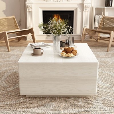 FUFU&GAGA White Multifunctional Coffee Table, Lifting and Storage Design, Simple and Fashionable Appearance