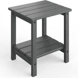 GustoWave Outdoor Side Table 18 x 15 inch,  2-Tier Patio Side Tables for Outside, All-Weather End Table for Patio Pool Deck - 1 of 4