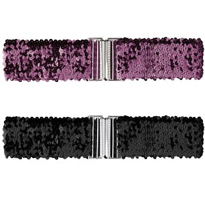 Allegra K Women's Halloween Stretchy Waist Belts Interlock Buckles Sequins Decor Wide Elastic Belts 2Pcs - 1 of 4