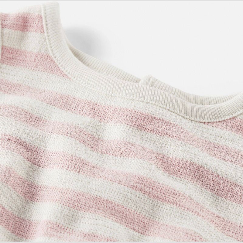 Little Planet by Carter's Organic Baby Girls' Knit Striped Romper - Pink, 2 of 4