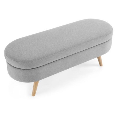 Vynxaria Multi-Functional Oval Storage Ottoman Bench, Home Decor Footstool Seat with Practical Storage