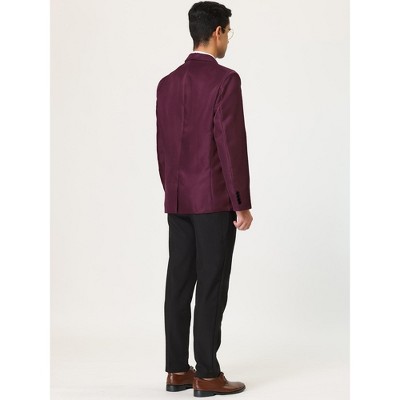 Lars Amadeus Men's Dress Slim Fit Single Breasted One Button Prom Suit Sports Blazer Burgundy X-Large — фото 4