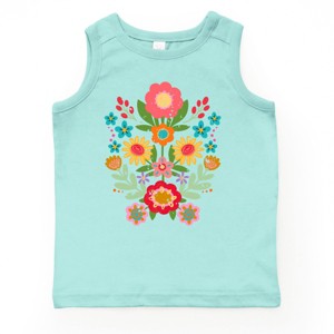The Juniper Shop Folk Art Florals Distressed Youth Tank Top - XL - Seafoam - 1 of 4