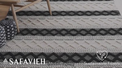 Artisan Beach House Black Hand-Tufted Wool Square Rug
