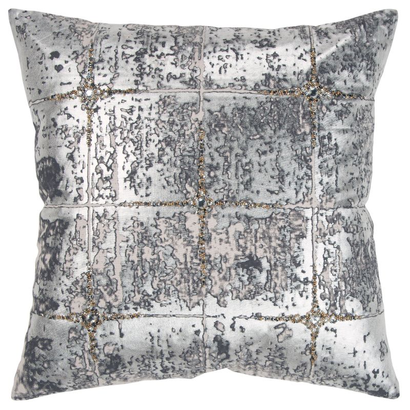 20&#34;x20&#34; Oversize Abstract Square Throw Pillow Silver/Gold - Rizzy Home, 1 of 6