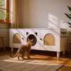 Ridstar 47.2 in. W Modern Wooden Cat Litter Box Storage Cabinet with Sisal Cat Scratching Board and Storage Function-Off-White - 3 of 4