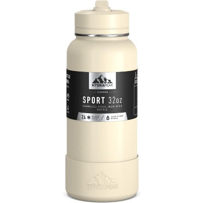 Hydrapeak Sport Stainless Steel Insulated Water Bottle With Spill Proof Straw Lid And Matching Rubber Sport Boot