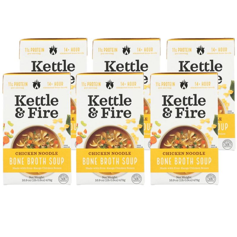 Kettle & Fire Chicken Noodle Bone Broth Soup - Case of 6/16.9 oz, 1 of 7