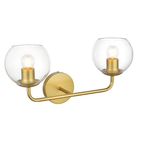 Elegant Lighting Genesis 2 light Brass and Clear Bath Sconce - image 1 of 4