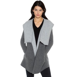 JENNIE LIU Women's 100% Pure Cashmere Long Sleeve 2-tone Double Face Cascade Open Cardigan Sweater - 1 of 3