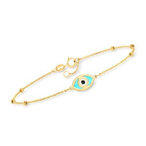 Pure Collection by Ross-Simons Italian 14kt Yellow Gold Evil Eye Bracelet With Multicolored Enamel - 1 of 4