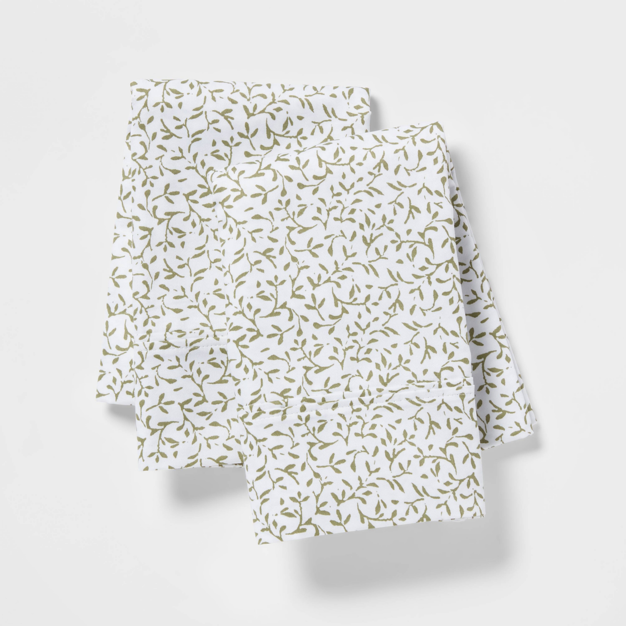 Standard Printed Performance 400 Thread Count Pillowcase Set Green Vine - Threshold™