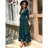 YesFashion Women's Maternity Dress Casual V Neck 3/4 Sleeve Wrap Dress Ruffle Hi-Low Maxi Nursing Breastfeeding Dress with Belted - 2 of 4