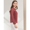 Allegra K Women's Swiss Dots Textured Ruffle Neck Long Sleeve Blouse - 4 of 4