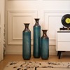 Aukfa Modern 3-Piece Aqua Blue Droplet Shaped Metal Floor Vase Set – Large Glazed Decorative Vases for Home Décor - 4 of 4