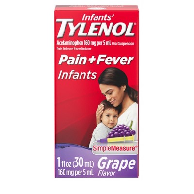 Image of Infants' Tylenol Pain Reliever and Fever Reducer Liquid Drops - Acetaminophen - Grape - 1 fl oz