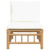 vidaXL Bamboo Patio Middle Sofa with Cream White Cushions - Comfortable and Durable Outdoor Seating Solution for Garden, Backyard and Patio - 3 of 4